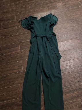 Women's Dark Green Jumpsuit with Tie Waist